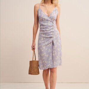 Rouje Monica Wrap Slip Dress - Lavender w/ Ditsy Floral Print-Sz Med